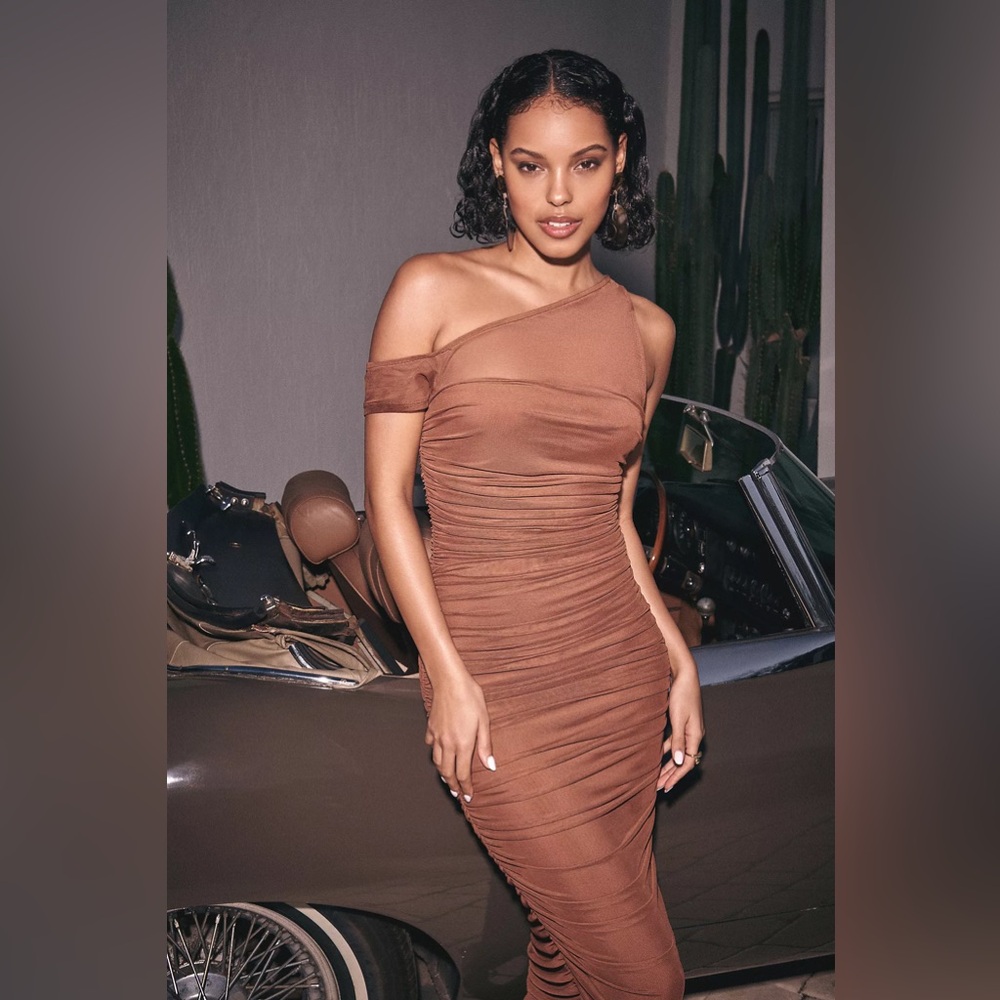 AFRM Off-The-Shoulder Ruched Maxi Dress